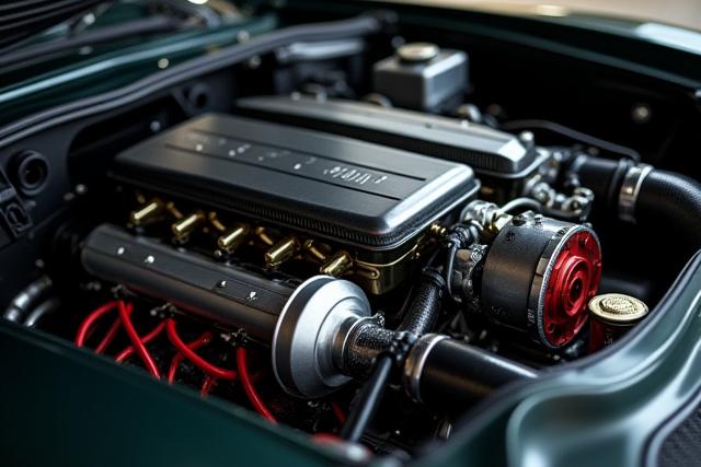 Meccanico che lavora sul motore di un'auto sportiva nell'officina Finocchio Performance